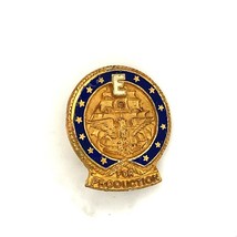 Vtg Vermeil Enamel WWII Navy “E” Award Production Lapel Button Pin By Robbins Co - £42.66 GBP