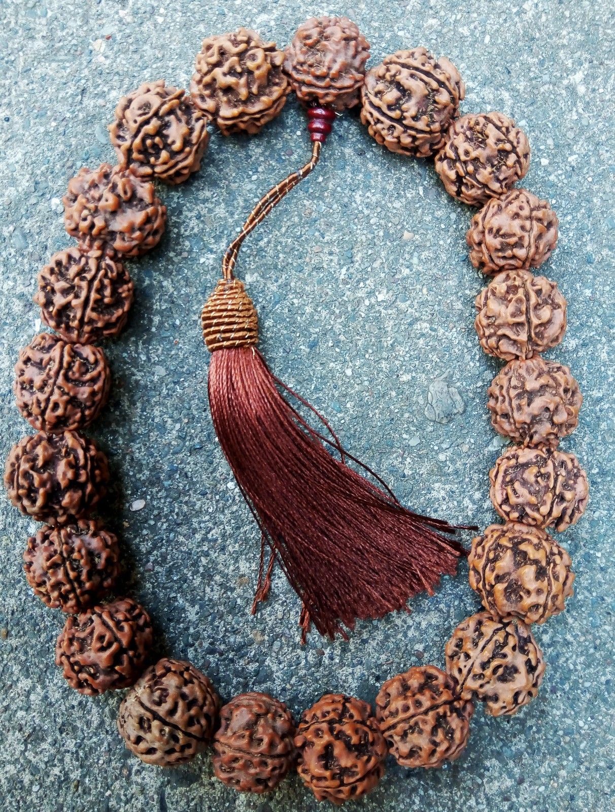 Huge Tassel Stretchy 21 18mm Rudraksha Bodhi Seed Prayer Beads Mala Rosa... - $7.15