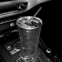  Car Ornament Bling Auto Rhinestone Water Bottle Stainless Steel Coffee Cup 500m - £36.41 GBP