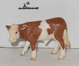 2008 Papo Schleich 1.5&quot; Simmental Calf Baby Cow Brown White Farm Rare Htf - £7.49 GBP