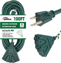 100 FT Outdoor Extension Cord with 3 Electrical Power Outlets - 16/3 - $92.06
