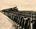 Great Salt Lake Utah Lucin Cutoff Railroad Bridge Train 1908 Vtg Postcar... - $8.86