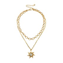 AENFashion Multilayer Crystal Sun Pendant Choker Necklaces Bohemia Women  Gold C - £13.09 GBP