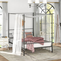 Twin/Full/Queen Size Metal Canopy Bed Frame with Slat Support-Queen Size - Colo - £171.20 GBP