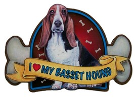 I love My Basset Hound Artwood Fridge Magnet - $7.99