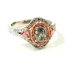 Engagement Diamonds Ring 1.30ct Natural Fancy Blue &amp; Argyle Intense Pink GIA 4PP - £28,679.42 GBP