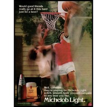 1983 Michelob Light Beer Vintage Print Ad Father Son Basketball Game Wall Art - £8.20 GBP