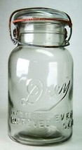 Old Drey Improved Ever Seal Clear 1-Qt Glass Canning Jar Pat&#39;d 1920 - £6.30 GBP