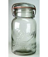 Old Drey Improved Ever Seal Clear 1-Qt Glass Canning Jar Pat&#39;d 1920 - £6.29 GBP