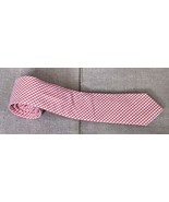 Tallia Orange White Gingham Cotton Necktie Tie Groovy Hipster Preppy - £9.91 GBP