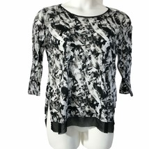 Simply Vera Shirt Womens M Top Black White 3/4 Sleeves Shirt Pullover Blouse Wor - £10.39 GBP