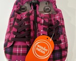 WONDER NATION GIRLS PINK PLAID CANVAS BUMP TOE SNEAKERS SHOES SIZE 4 BRA... - $9.84