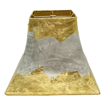 Royal Designs Lamp Shade Gold Leaf Silver Leaf Square Bell Two Tone Handmade USA - £100.67 GBP+