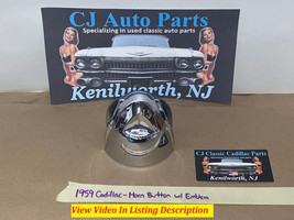 Oem 59 Cadillac Steering Wheel Chrome Horn Button Trim With Emblem - £309.29 GBP
