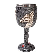 Bone Dragon Fantasy Wine Goblet Chalice Medieval Stainless Steel Cup Ins... - $20.98