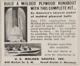 1956 Print Ad Molded Plywood Runabout Boat Kits US Molded Shapes Grand R... - $7.23