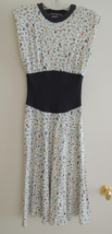 Ladies Dress Size 10 Ribbed Waist Artsy Print ALL THAT JAZZ Cap Sleeve Midi - $37.99