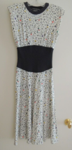 Ladies Dress Size 10 Ribbed Waist Artsy Print ALL THAT JAZZ Cap Sleeve Midi - $35.99