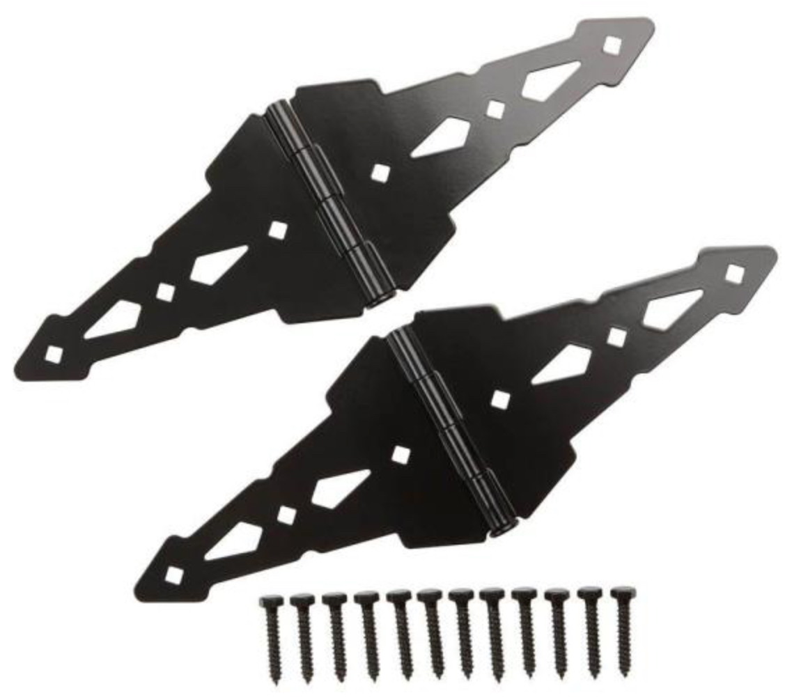 Everbilt 8 in. Black Heavy Duty Decorative Strap Hinges (2-Pack) - £31.13 GBP