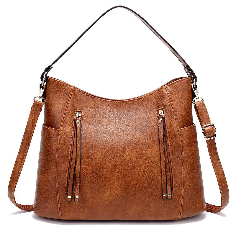 Bucket Bag Leather Women Handbags Female Leisure Shoulder Bags Fashion P... - $47.79