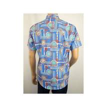 Men's Sports Shirt by MIZUMI Medallion Printed Soft Feel Short Sleeves M646 Blue image 13
