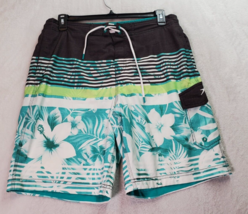Speedo Swim Trunks Shorts Men Size Medium Multi Striped Elastic Waste Drawstring - £13.00 GBP