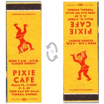 Vintage Matchbook Cover Pixie Cafe Topeka Kansas Restaurant 1950s US route 40 - £7.03 GBP