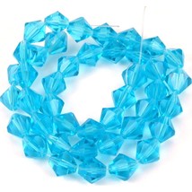 Aqua Blue Bicone Faceted Glass Loose Beads 8mm 1 Strand - £6.25 GBP