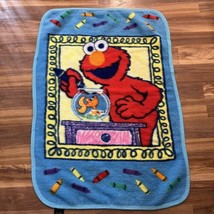 Vintage 90s Sesame Street Owen Elmo Blanket 44”x30.5” Dorothy Fish Bowl Crayons - £24.26 GBP