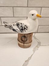 Hand Crafted Ceramic White Seagull Bird on Wood Pier Post Vans Crafts Nu... - £19.73 GBP