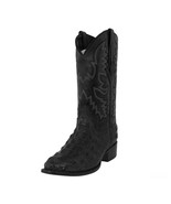 Mens Black Cowboy Boots Crocodile Back Pattern Round Toe Rodeo Botas - $139.99