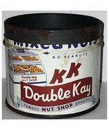 Vintage Original Double Kay Nut Shop Tin Great Graphics 3 Inch See Desc ... - $338.03 MXN