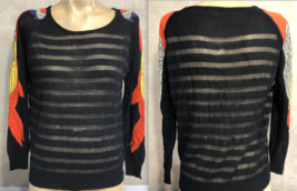 Angel Wing Sheer Stripe Kerisma Small Womens Knit Sweater / Shirt - £12.11 GBP