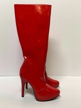 Women&#39;s Red Knee High Boots Platform Stilettos Heels Patent Leather Shoe - £40.82 GBP