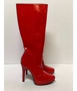 Women&#39;s Red Knee High Boots Platform Stilettos Heels Patent Leather Shoe - £39.89 GBP