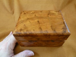 (BOX-503) large BURL BOX hinged Thuya Wood African carved carving Morocco Exotic - £45.85 GBP
