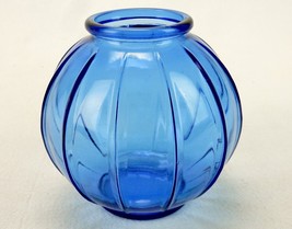 4&quot; Globe Vase, Cobalt Blue, Pumpkin Shape w/Ribbed Panels, Votive Candle... - £15.62 GBP