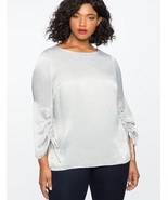 Eloquii Silver Ruched Sleeve Top Size 18W $50 - £20.10 GBP