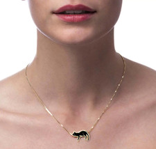 Elegant Vermeil Cat Pendant Necklace - £272.80 GBP