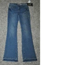 Girls Jeans Denim Vanilla Star Blu Adjustable Waist Flare Embellished St... - $16.83