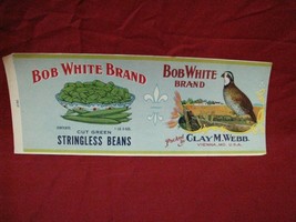 Vintage Bob White Brand Advertising Paper label - £11.37 GBP