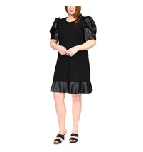 MICHAEL Michael Kors Women&#39;s Black Unlined Puff Sleeve Fit + Flare Dress B4HP - £24.63 GBP+