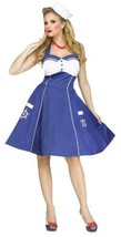 Womens Sailor Sweet Blue Halter Dress &amp; Hat 2 Pc Plus Halloween Costume-... - £31.65 GBP