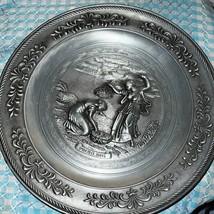 Vintage German pewter repousse decorative plate in a Grecian style - £15.35 GBP