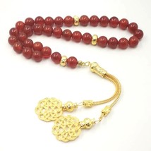 Tasbih Natural Red Agates with Golden Tarbazona Islam Muslim Everything is new b - £59.56 GBP