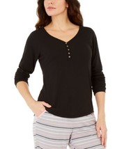 allbrand365 designer Womens Sleepwear Ribbed Pajama Top Only,1-Piece,Bla... - $19.79