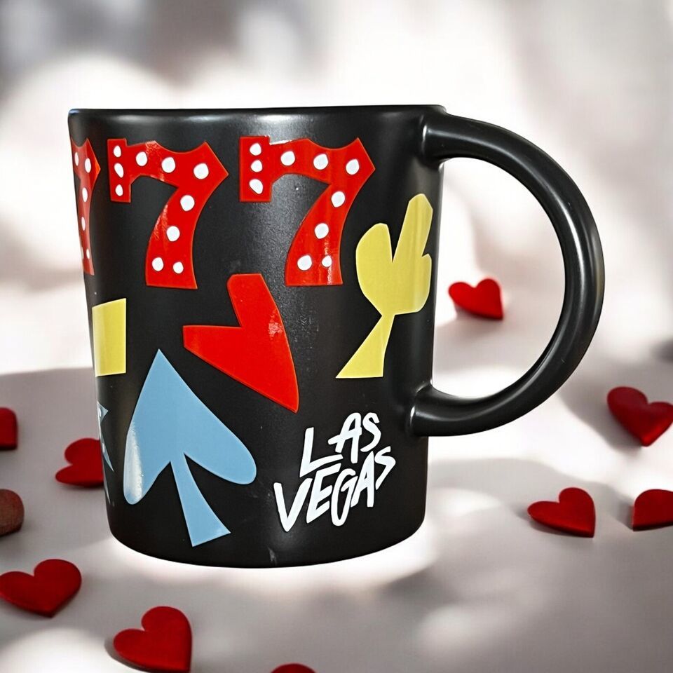 Starbucks Las Vegas Black Coffee Mug Tea Cup 12 oz Cards Blackjack Tripl... - $16.99