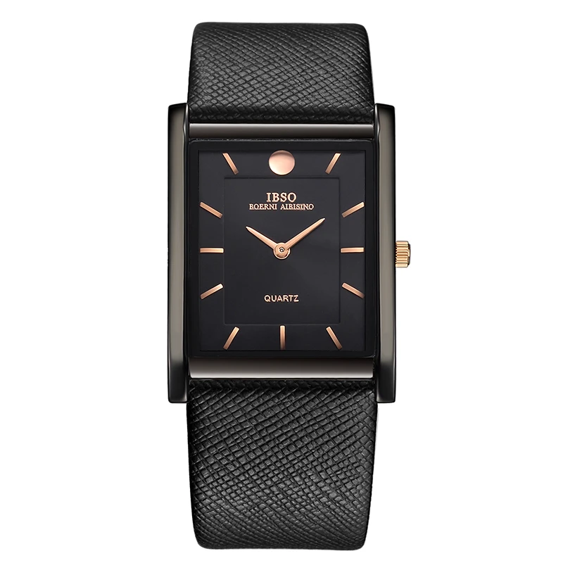 Ultra-Thin Rectangle Dial Men&#39;s Quartz Watch Luxury Business Style Genuine Leath - £48.80 GBP
