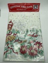 Vintage new in package Christmas Table cloth 54 in by 90 in new plastic - $8.59