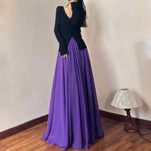 Purple Floor Length Chiffon Skirt Summer Women Plus Size Chiffon Maxi Skirts image 7